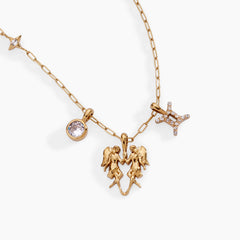 Gemini Charm Cluster Necklace Stainless Steel Gold | Alex and Ani