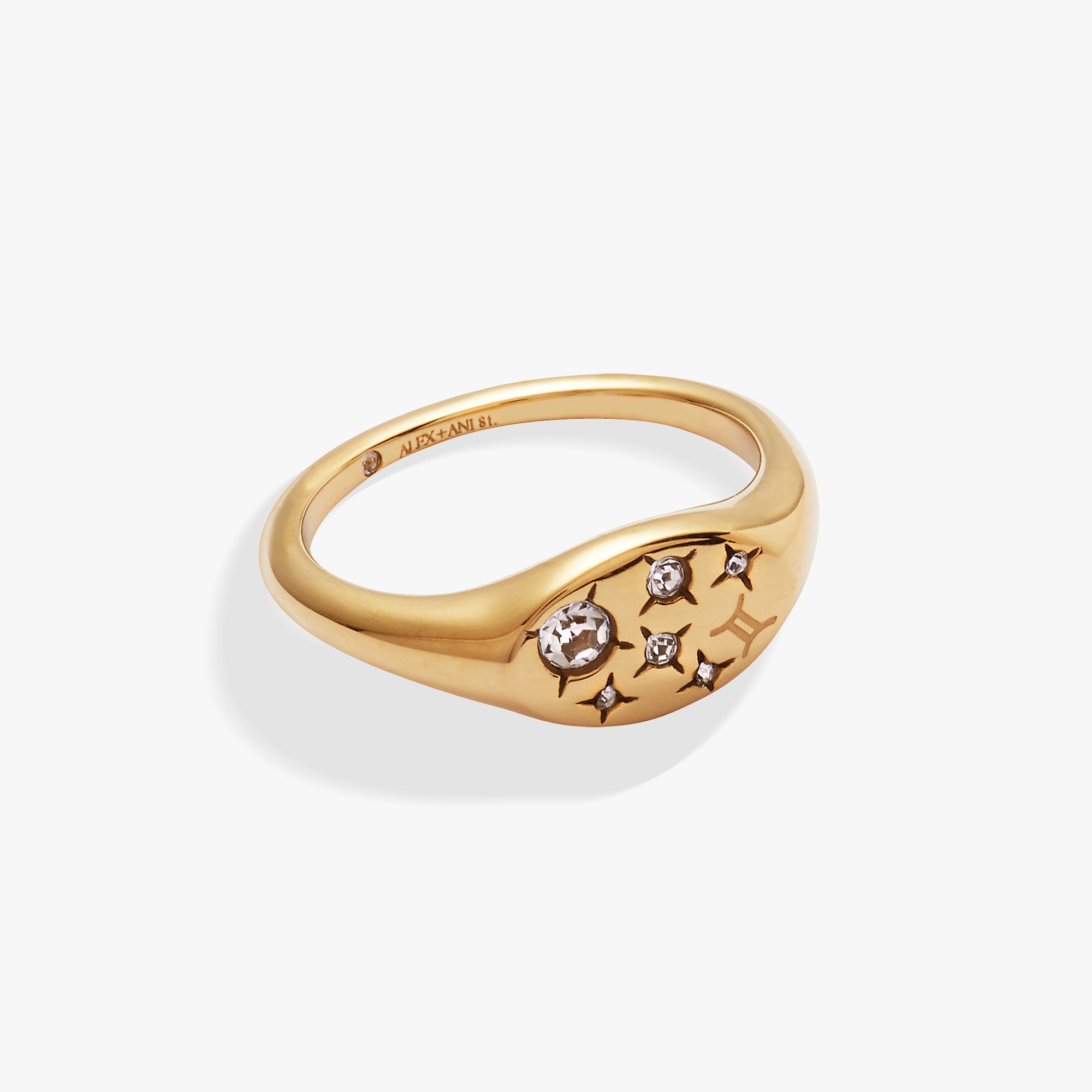 Gemini Zodiac Ring Stainless Steel Gold | Alex and Ani