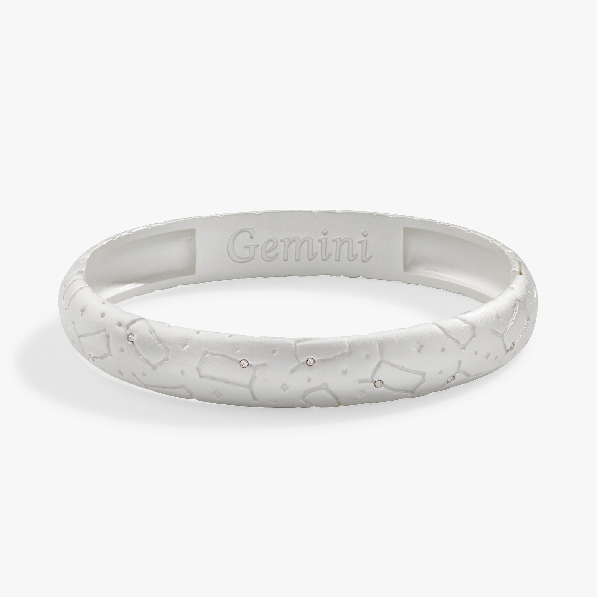 Gemini Zodiac Hinge Bangle Satin Silver | Alex and Ani