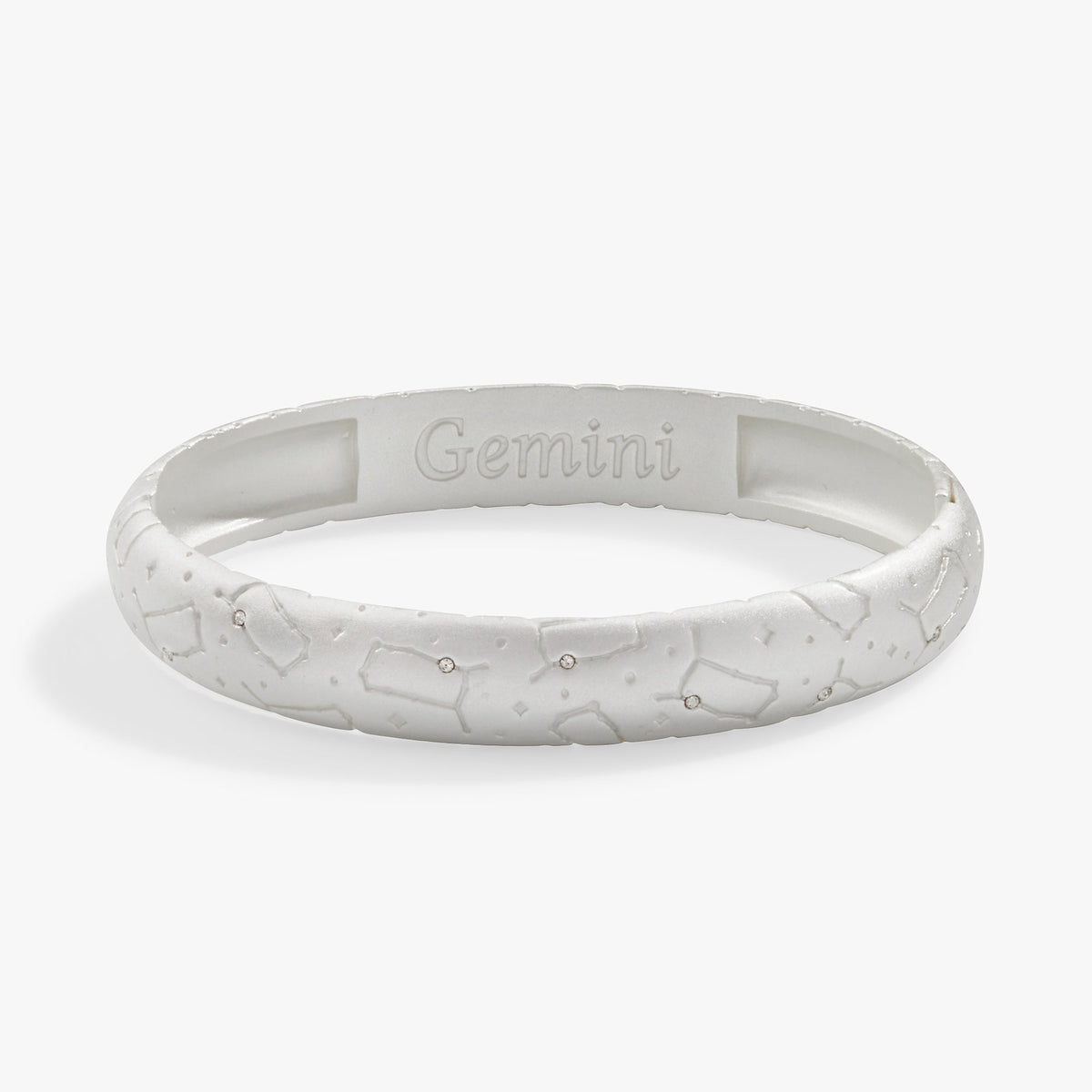 Gemini Zodiac Hinge Bangle Satin Silver | Alex and Ani