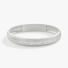 Gemini Zodiac Hinge Bangle Satin Silver | Alex and Ani