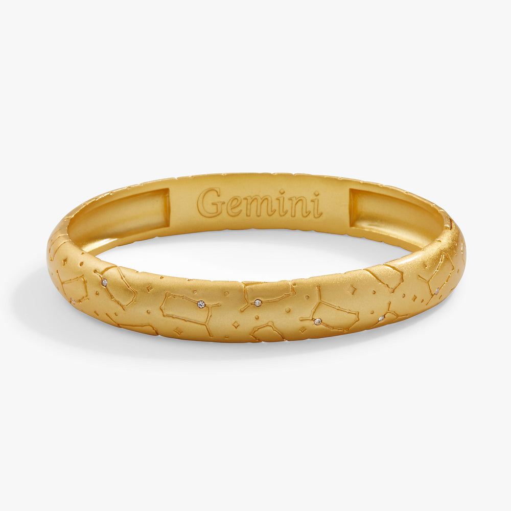 Gemini Zodiac Hinge Bangle Satin Silver | Alex and Ani
