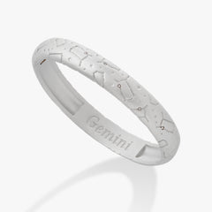Gemini Zodiac Hinge Bangle Satin Silver | Alex and Ani