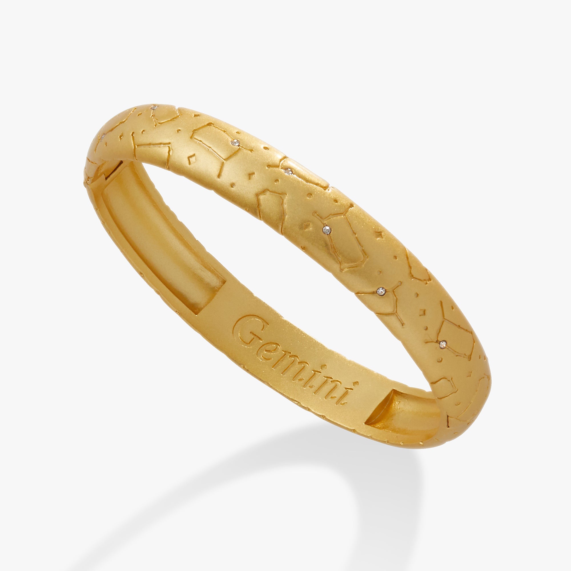 Gemini Zodiac Hinge Bangle Satin Silver | Alex and Ani