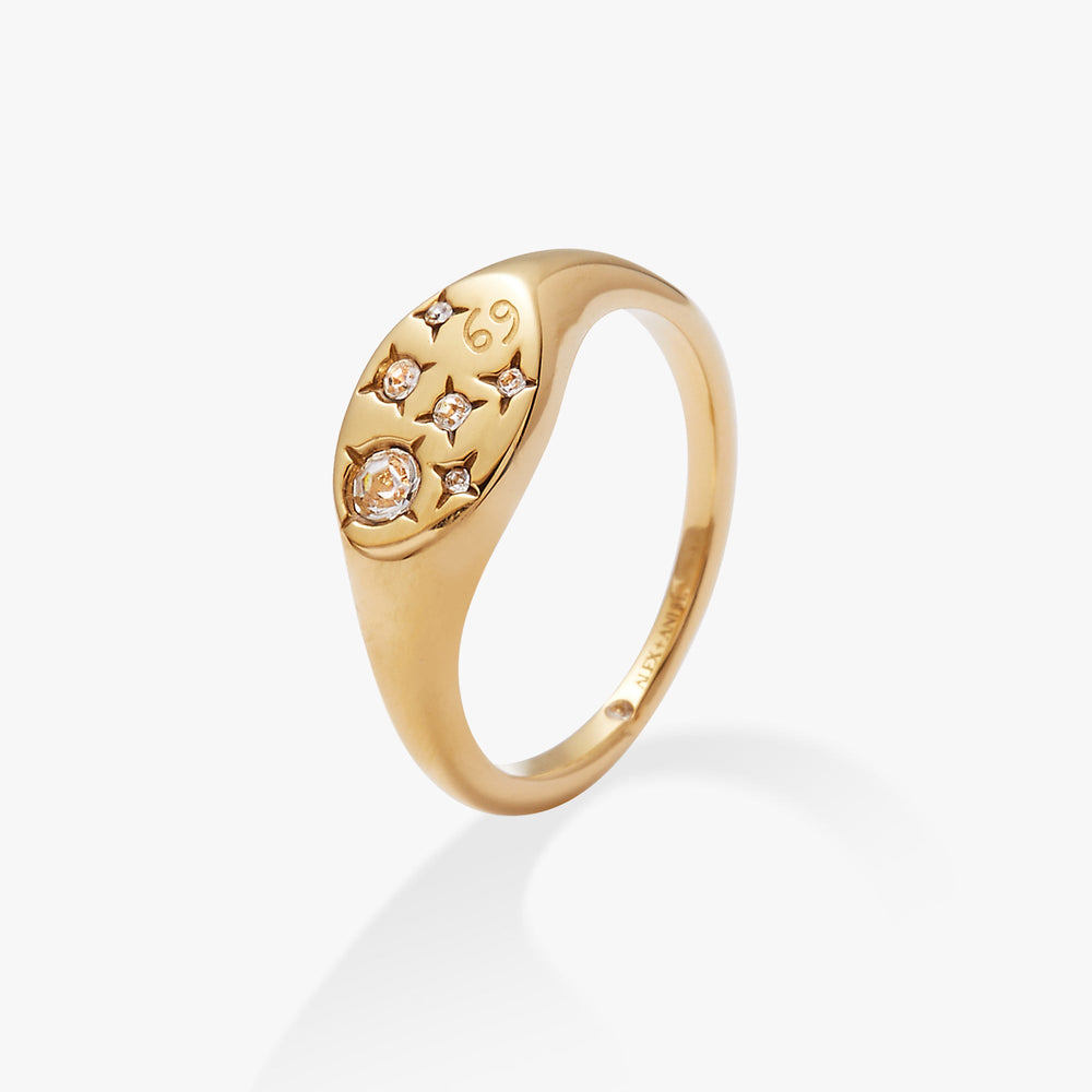 Cancer Zodiac Ring Stainless Steel Gold | Alex and Ani