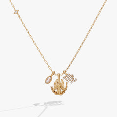 Virgo Charm Cluster Necklace Stainless Steel Gold | Alex and Ani