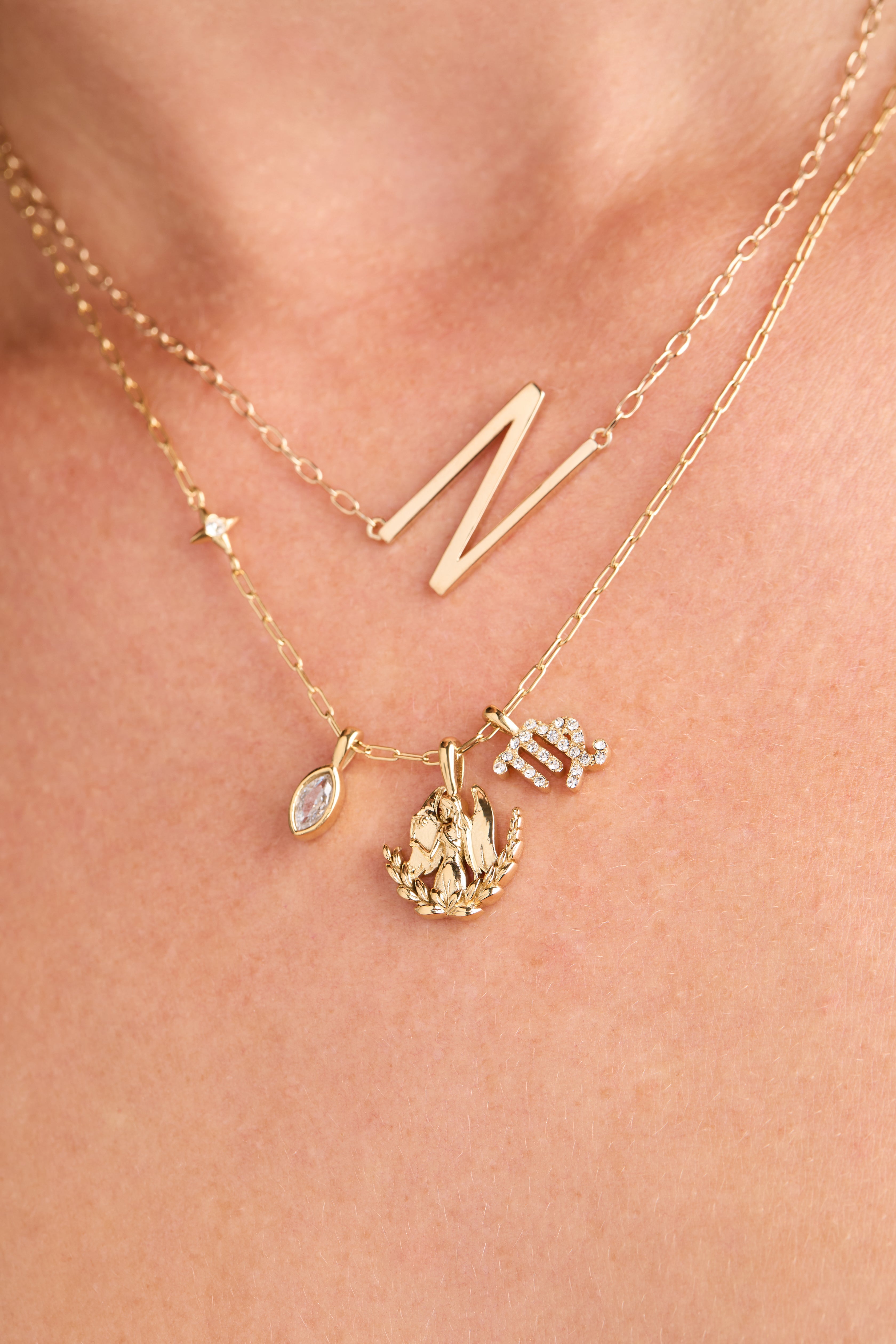 Virgo Charm Cluster Necklace Stainless Steel Gold | Alex and Ani