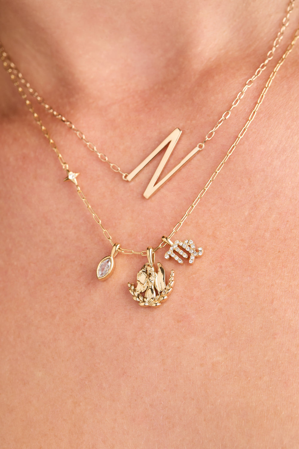 Virgo Charm Cluster Necklace Stainless Steel Gold | Alex and Ani