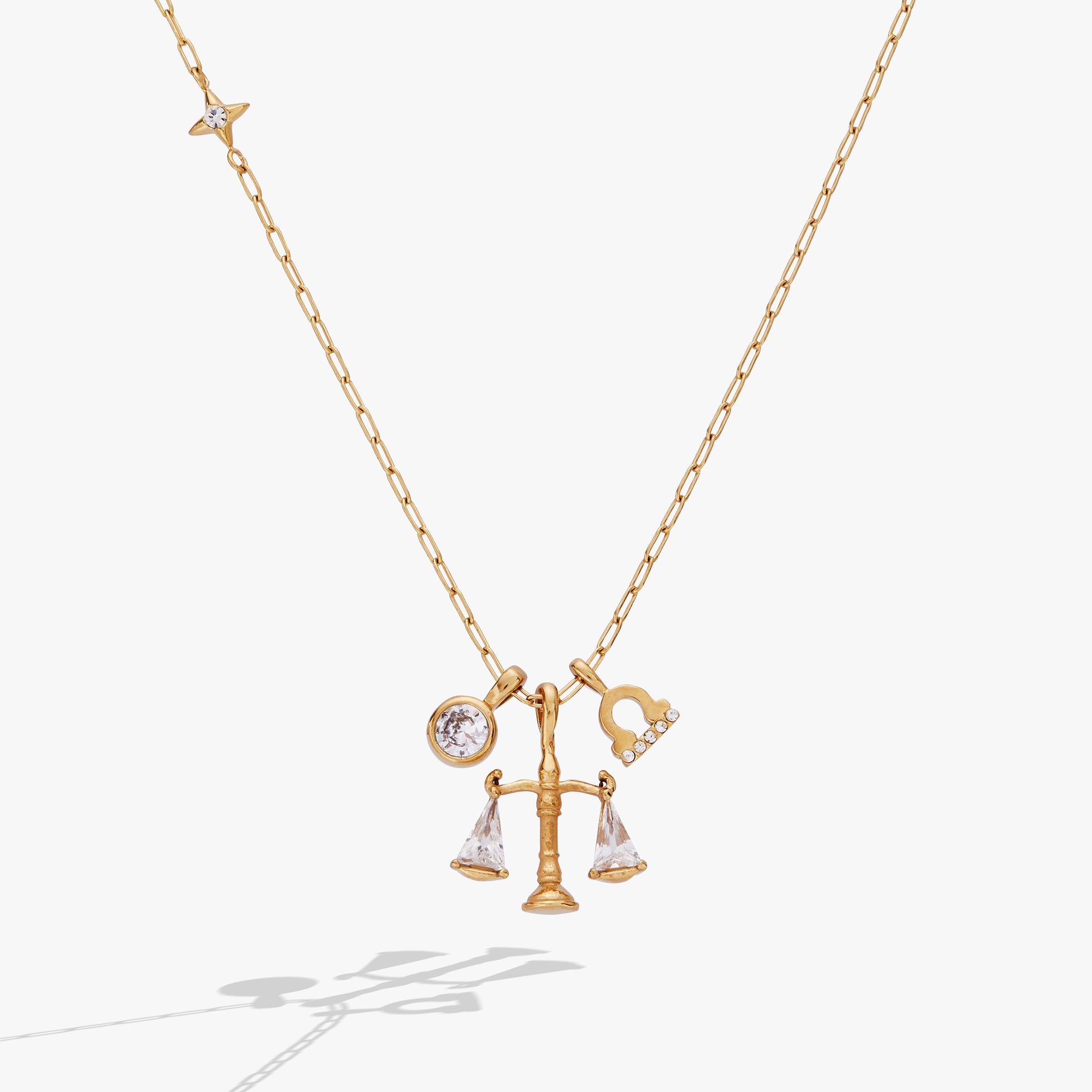 Libra Charm Cluster Necklace Stainless Steel Gold | Alex and Ani