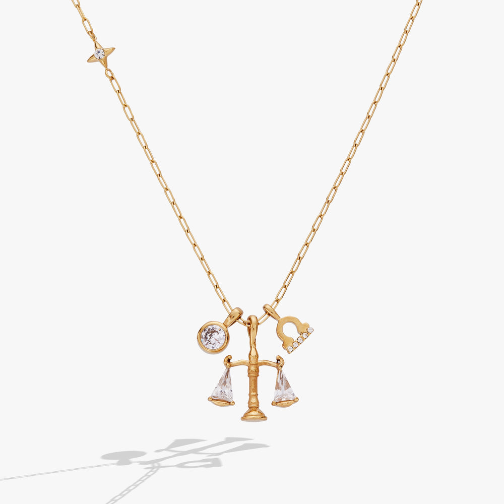 Libra Charm Cluster Necklace Stainless Steel Gold | Alex and Ani