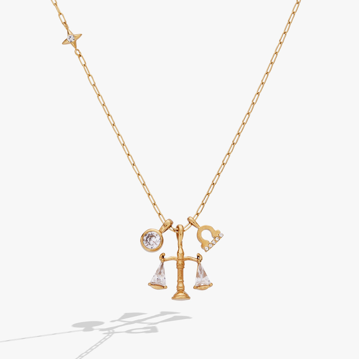 Libra Charm Cluster Necklace Stainless Steel Gold | Alex and Ani