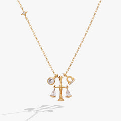 Libra Charm Cluster Necklace Stainless Steel Gold | Alex and Ani