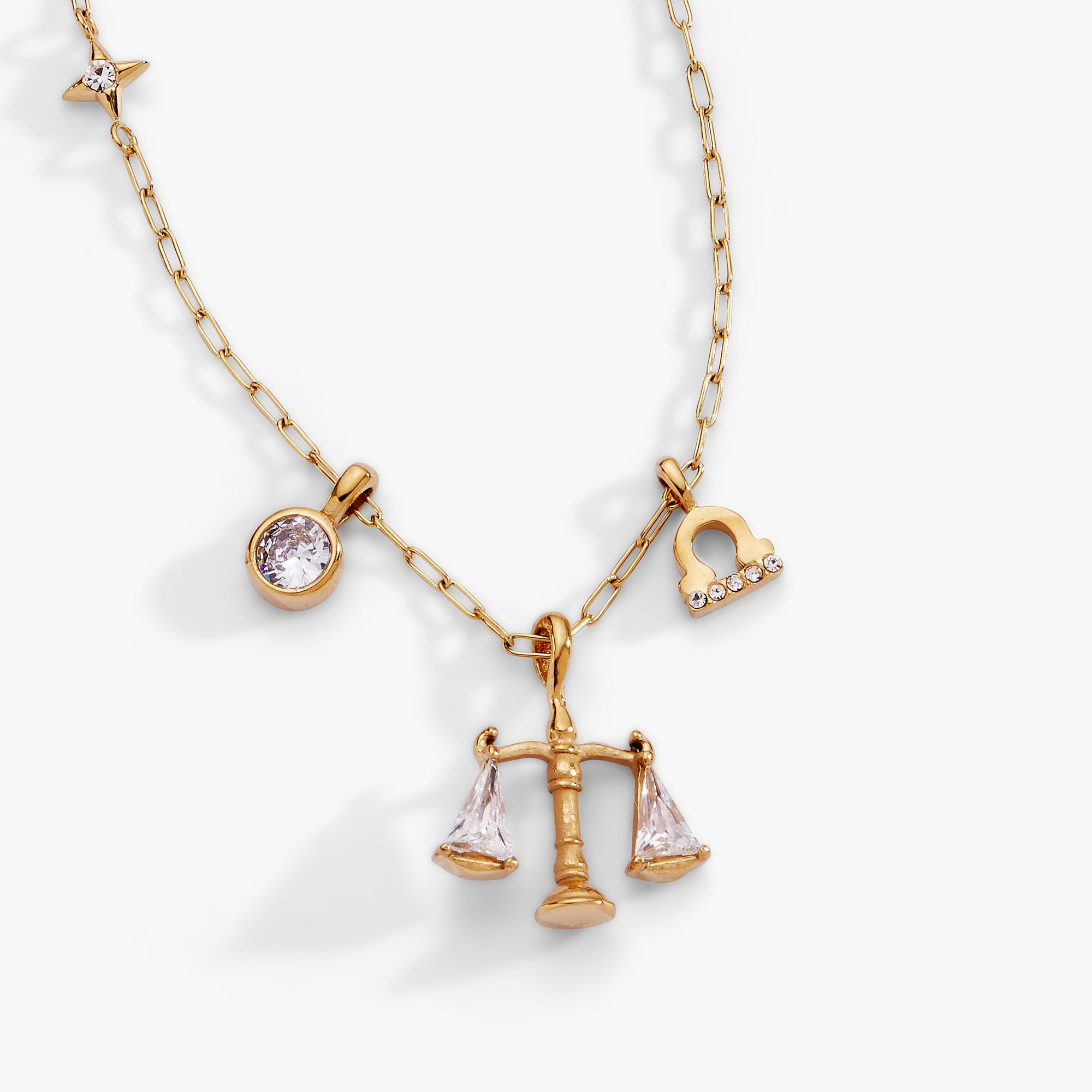Libra Charm Cluster Necklace Stainless Steel Gold | Alex and Ani