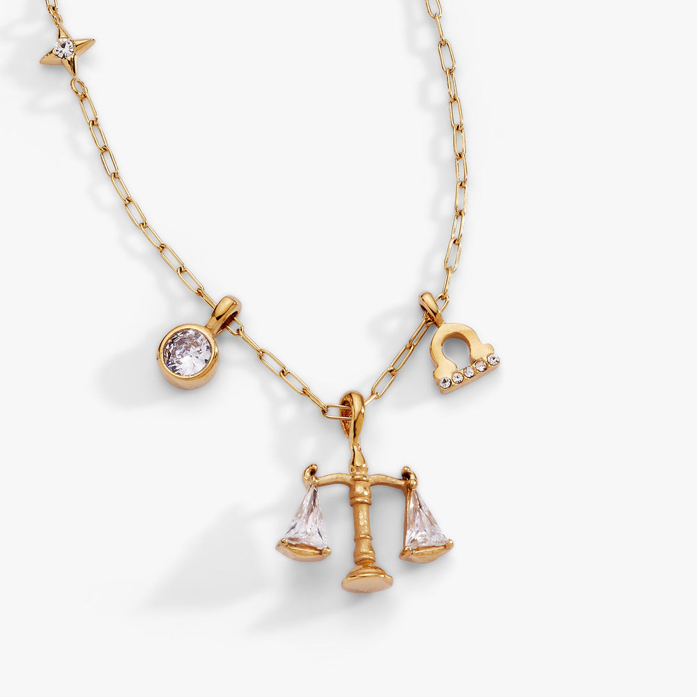 Libra Charm Cluster Necklace Stainless Steel Gold | Alex and Ani