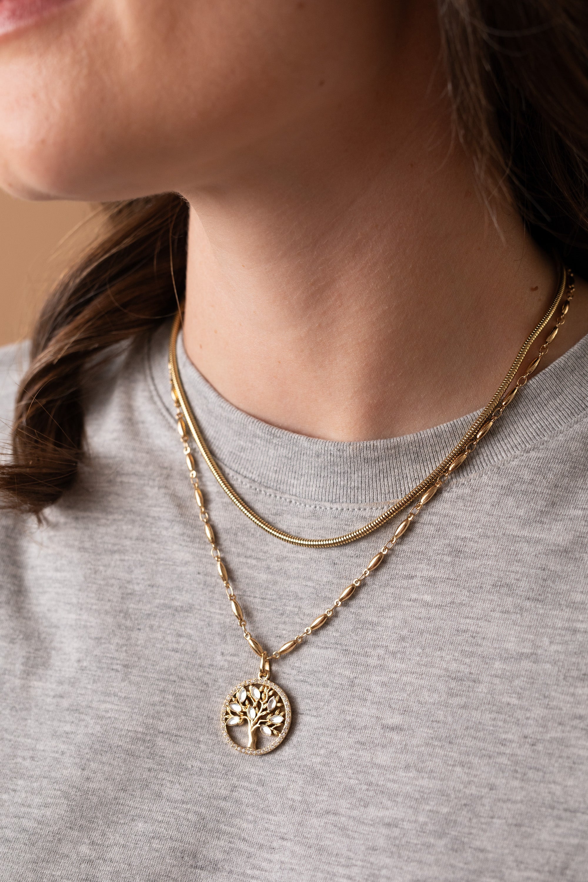 Round Herringbone Charm & Layering Necklace Stainless Steel Silver | Alex and Ani