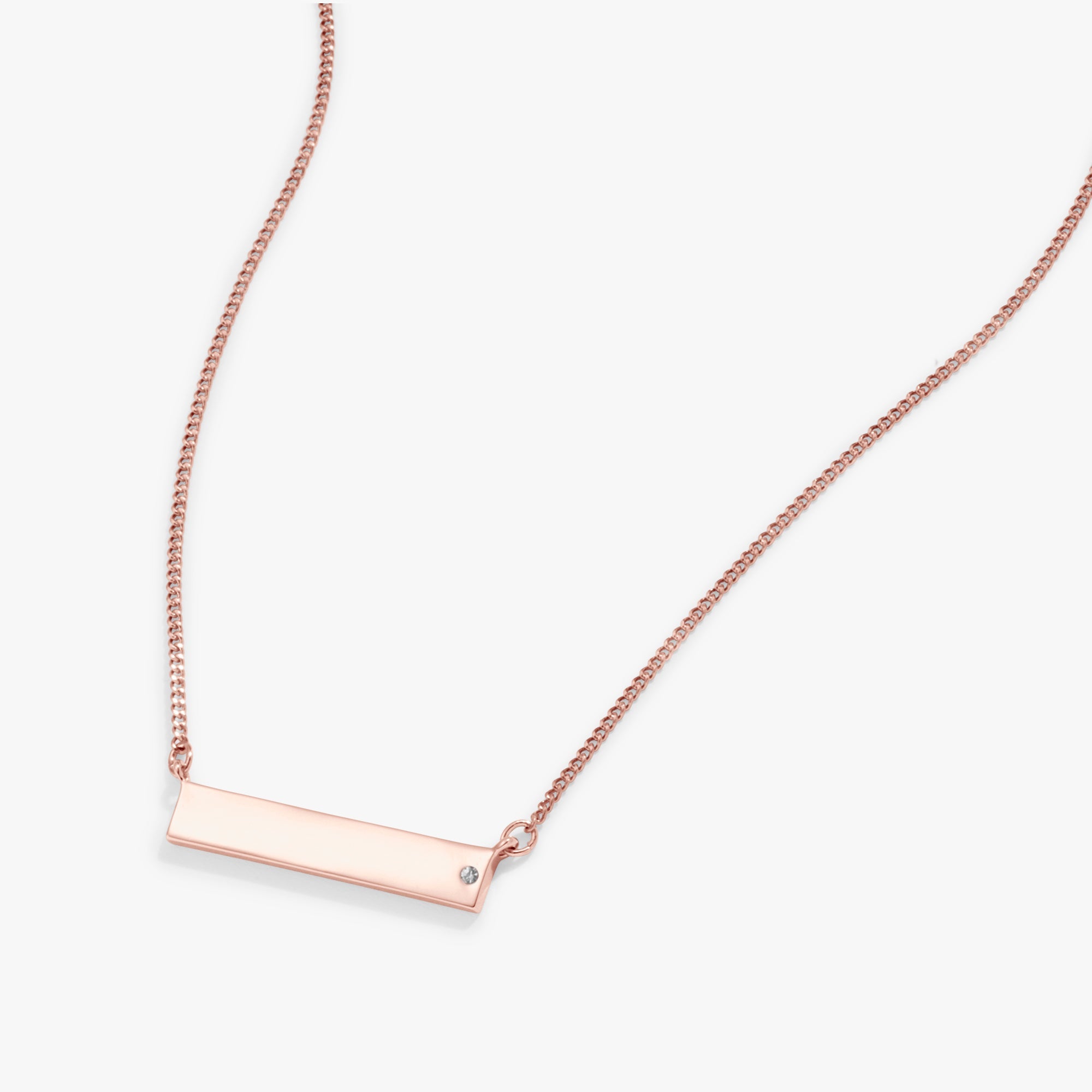 Bar Necklace with Crystal Accent Shiny Rose Gold | Alex and Ani
