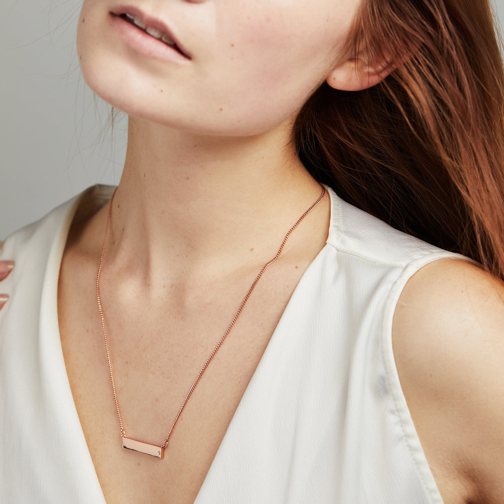 Bar Necklace with Crystal Accent Shiny Rose Gold | Alex and Ani