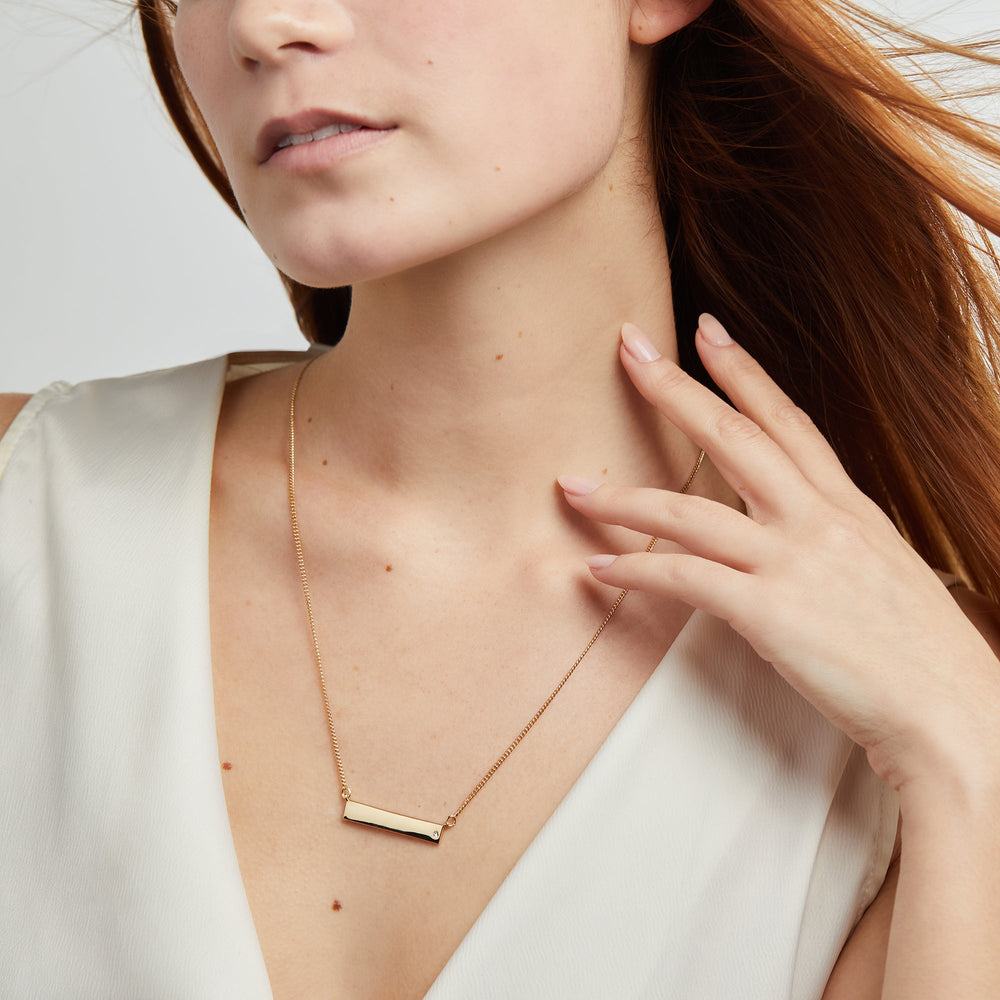Bar Necklace with Crystal Accent Shiny Rose Gold | Alex and Ani