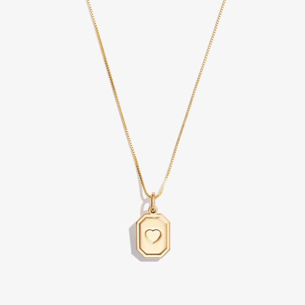 Slider Tag Heart Charm Necklace Gold | Alex and Ani