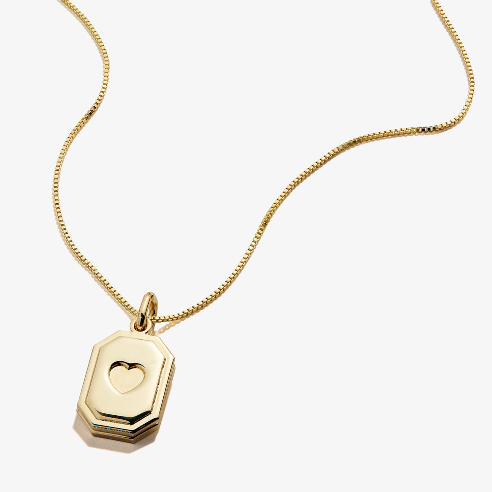 Slider Tag Heart Charm Necklace Gold | Alex and Ani