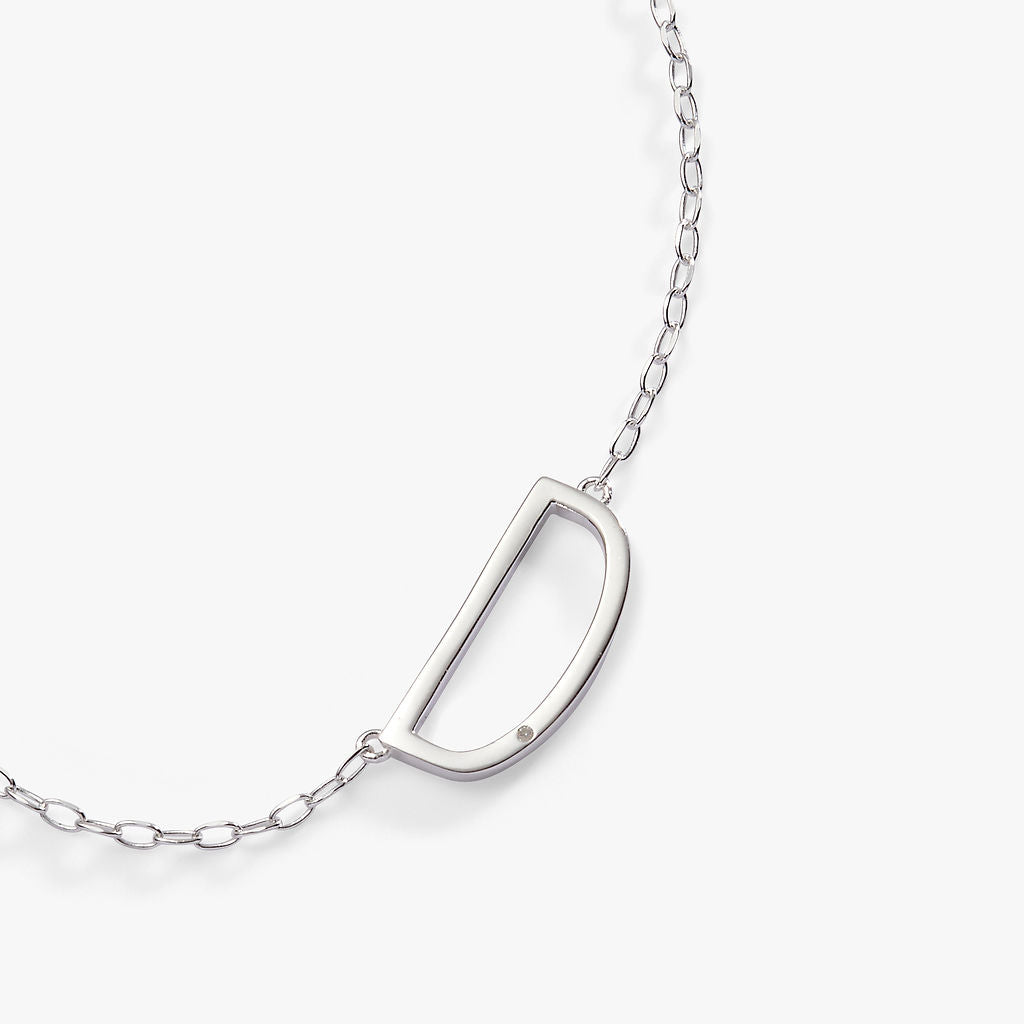 Precious Elongated Initial Necklace D Sterling Silver | Alex and Ani