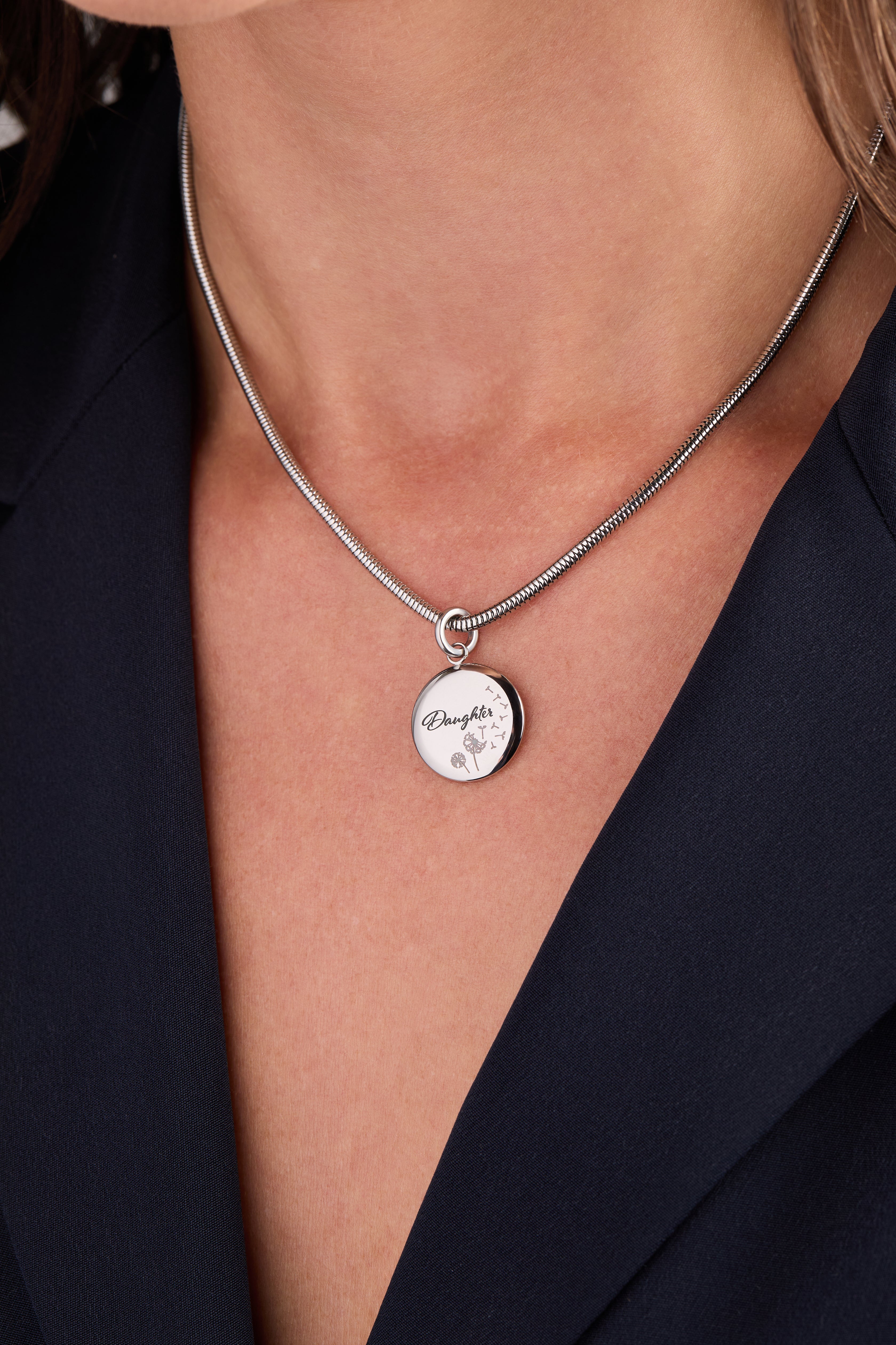 Daughter Dandelion Disc Charm Stainless Steel Silver | Alex and Ani