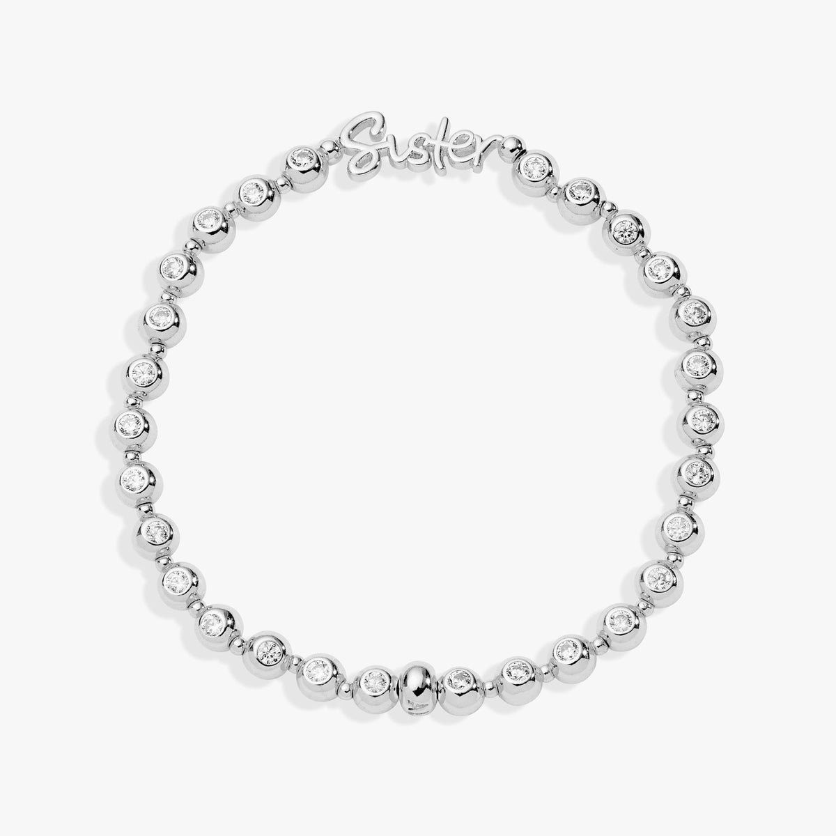 Sister Elongated Crystal Stretch Bracelet Silver | Alex and Ani