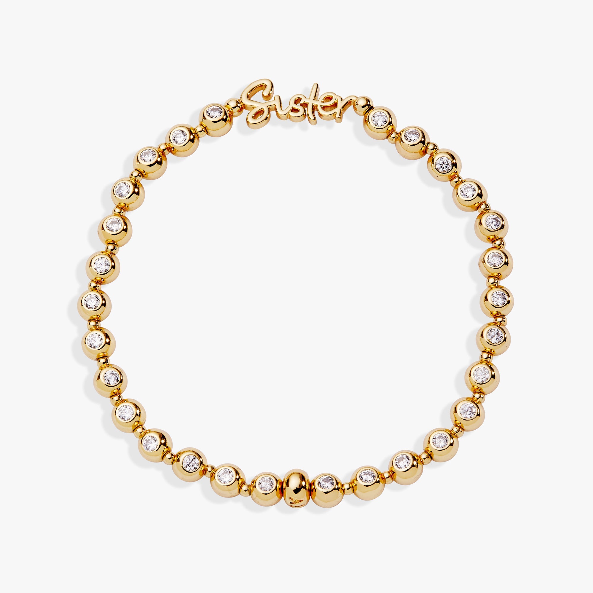 Sister Elongated Crystal Stretch Bracelet Silver | Alex and Ani