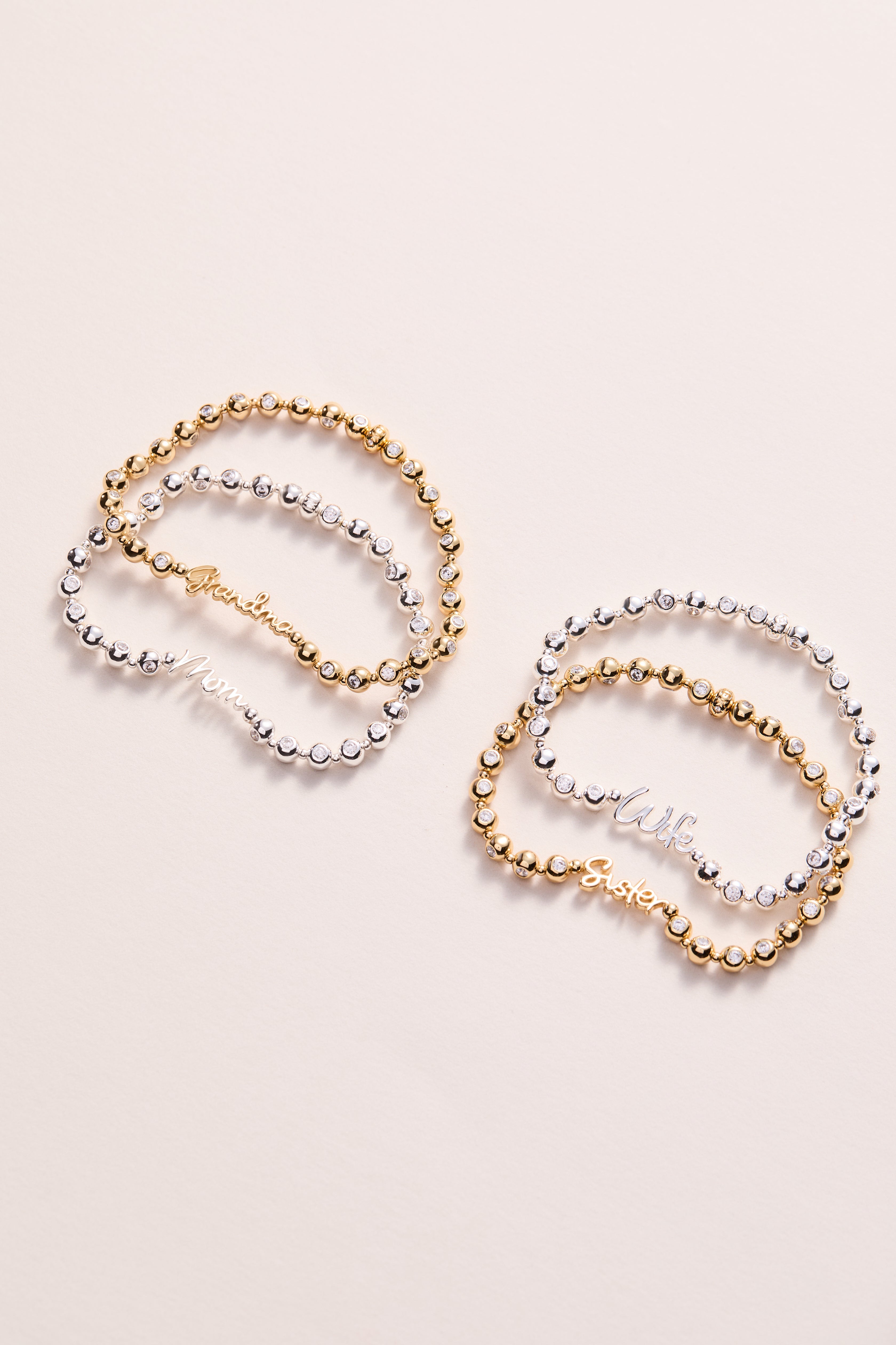 Sister Elongated Crystal Stretch Bracelet Silver | Alex and Ani