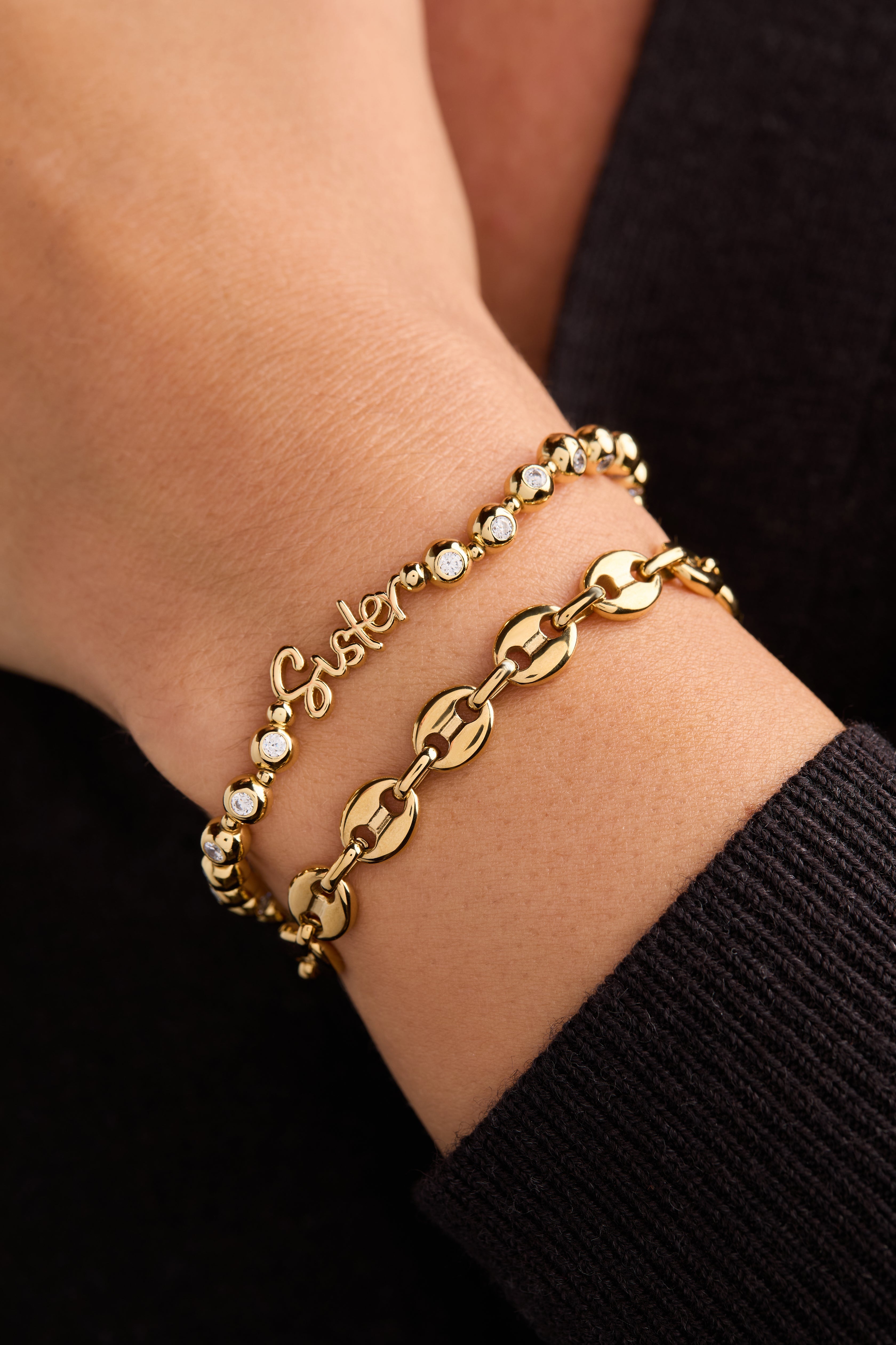 Sister Elongated Crystal Stretch Bracelet Silver | Alex and Ani