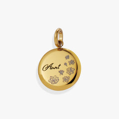 Aunt Flower Disc Charm Stainless Steel Gold | Alex and Ani