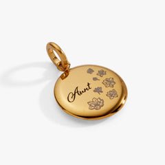 Aunt Flower Disc Charm Stainless Steel Gold | Alex and Ani