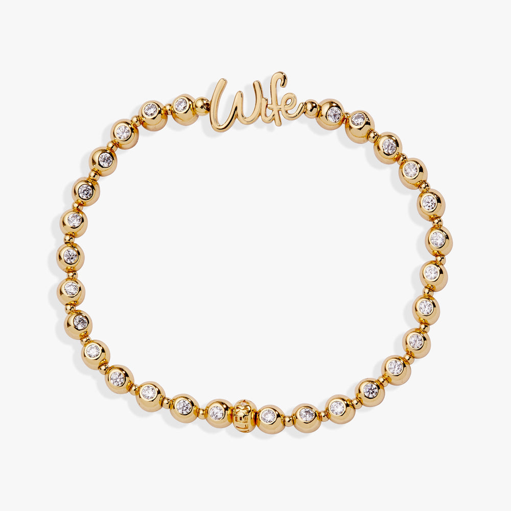 Wife Elongated Crystal Stretch Bracelet Gold | Alex and Ani