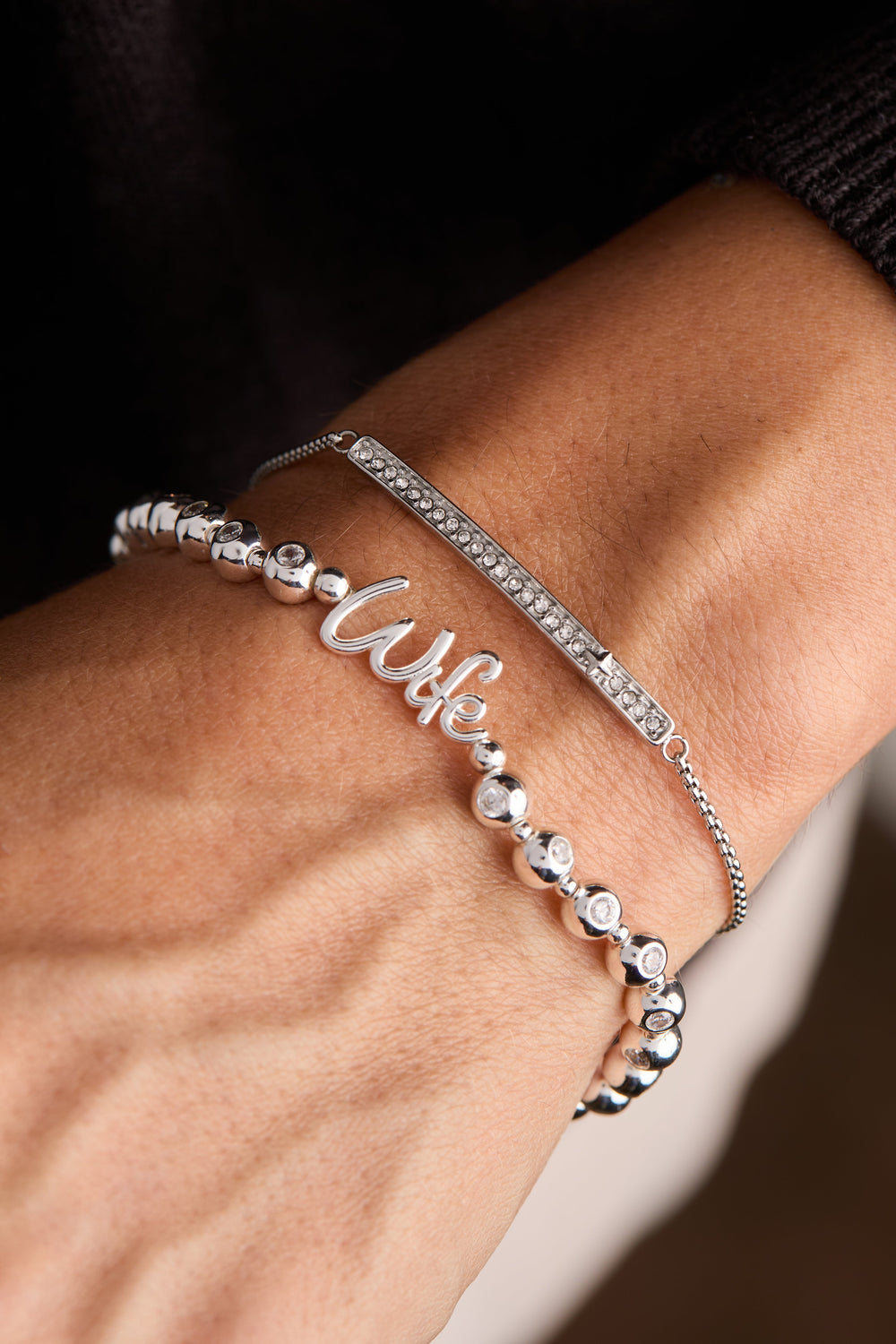 Wife Elongated Crystal Stretch Bracelet Gold | Alex and Ani