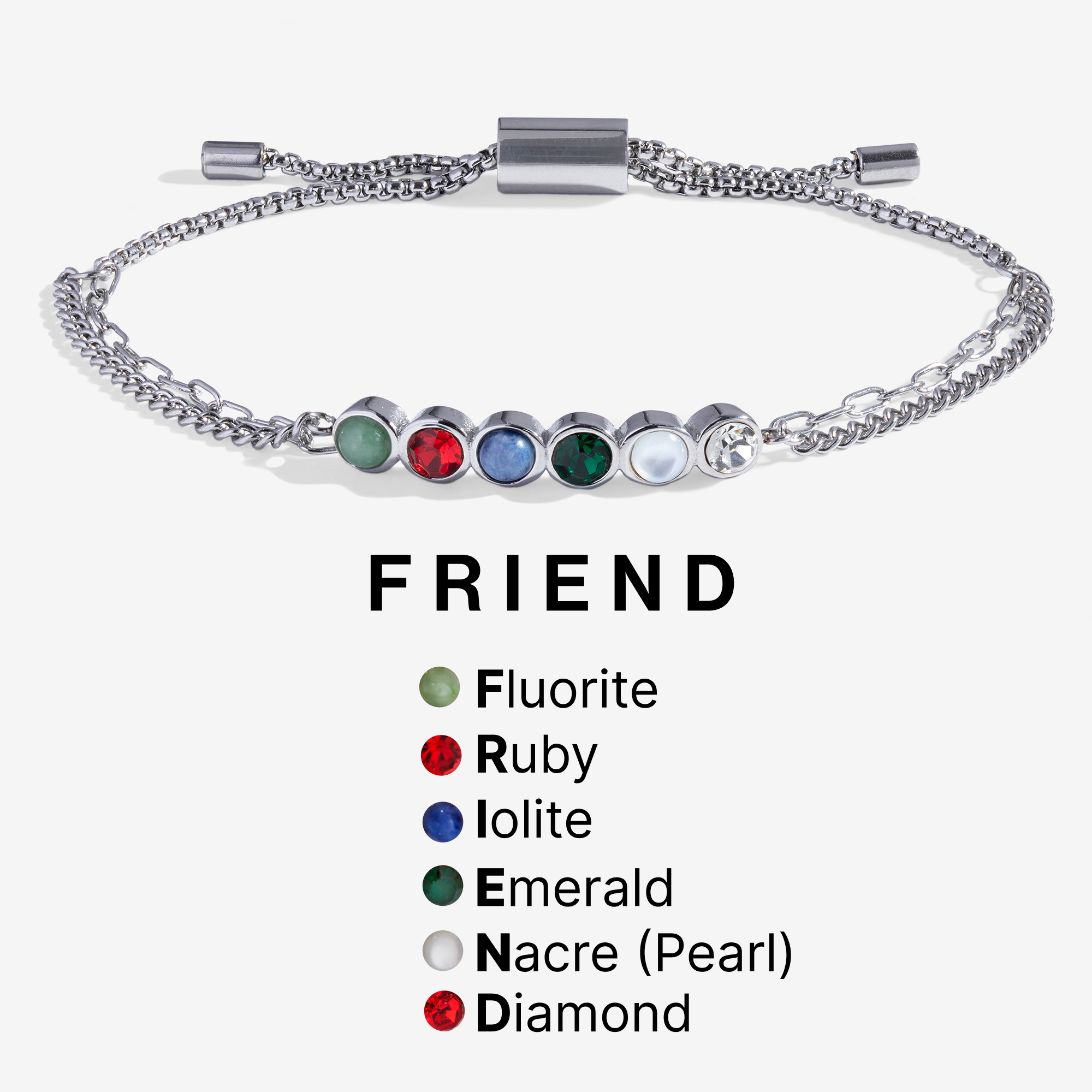 Friend Acrostic Bolo Stainless Steel Silver | Alex and Ani