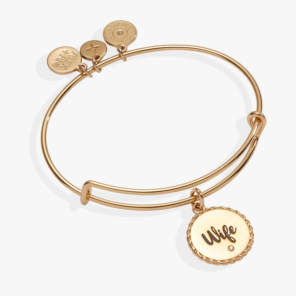 Wife Charm Bangle Bracelet – Romantic Anniversary or Wedding Gift Gold | Alex and Ani