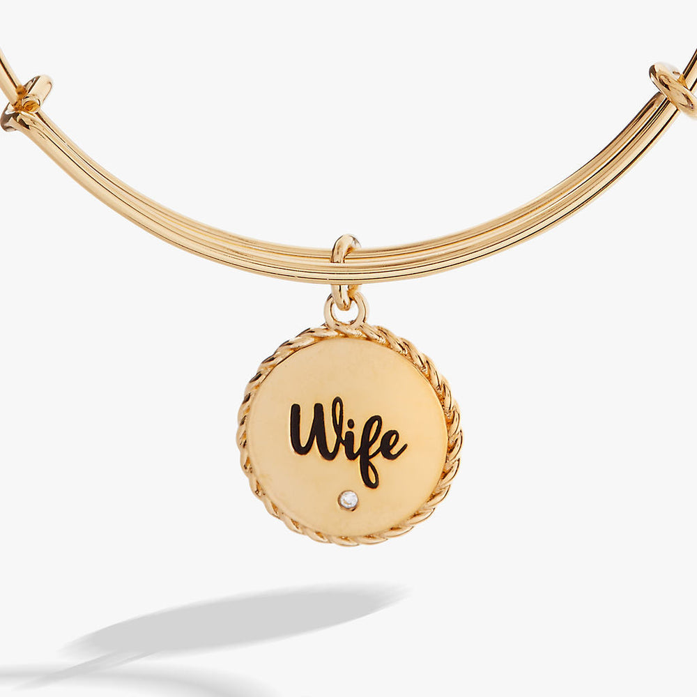 Wife Charm Bangle Bracelet – Romantic Anniversary or Wedding Gift Gold | Alex and Ani