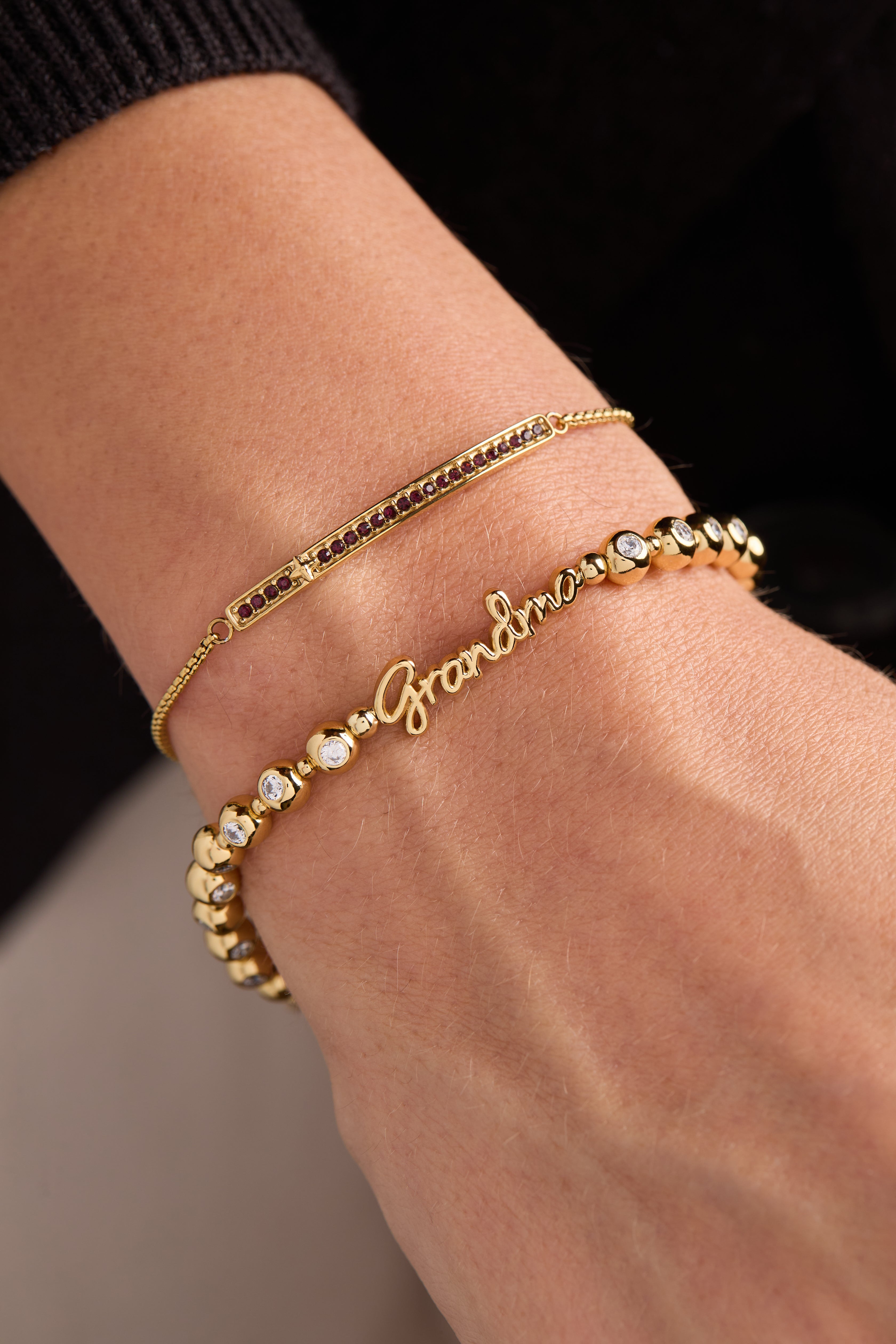 Grandma Elongated Crystal Stretch Bracelet Silver | Alex and Ani