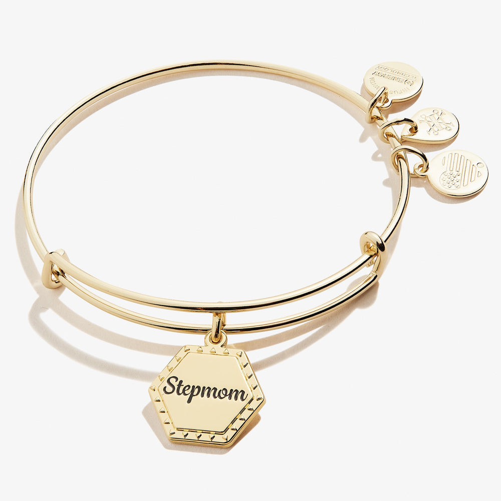 Stepmom 'You're In My Heart Forever' Charm Bangle Shiny Antique Gold | Alex and Ani