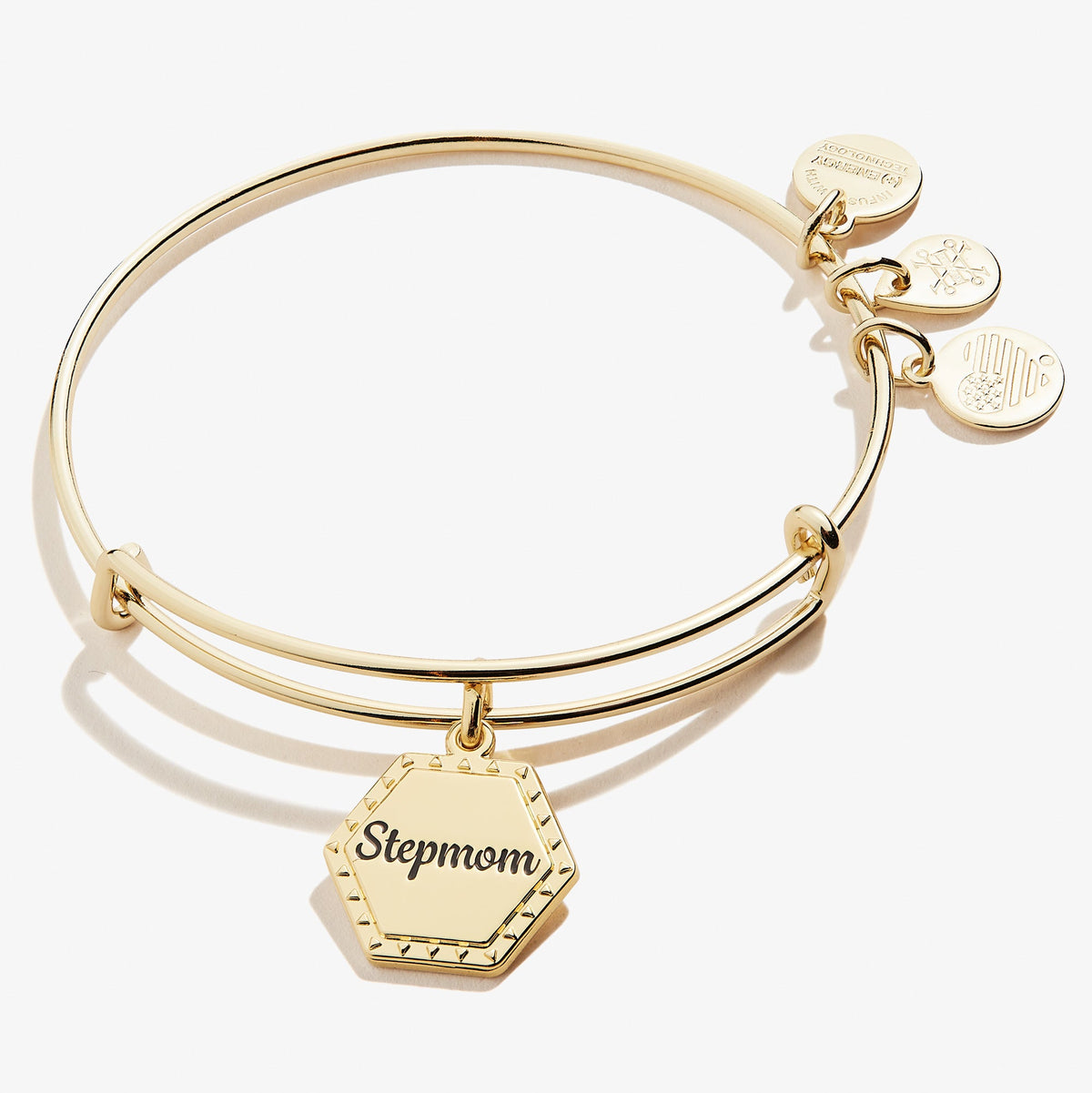 Stepmom 'You're In My Heart Forever' Charm Bangle Shiny Antique Gold | Alex and Ani