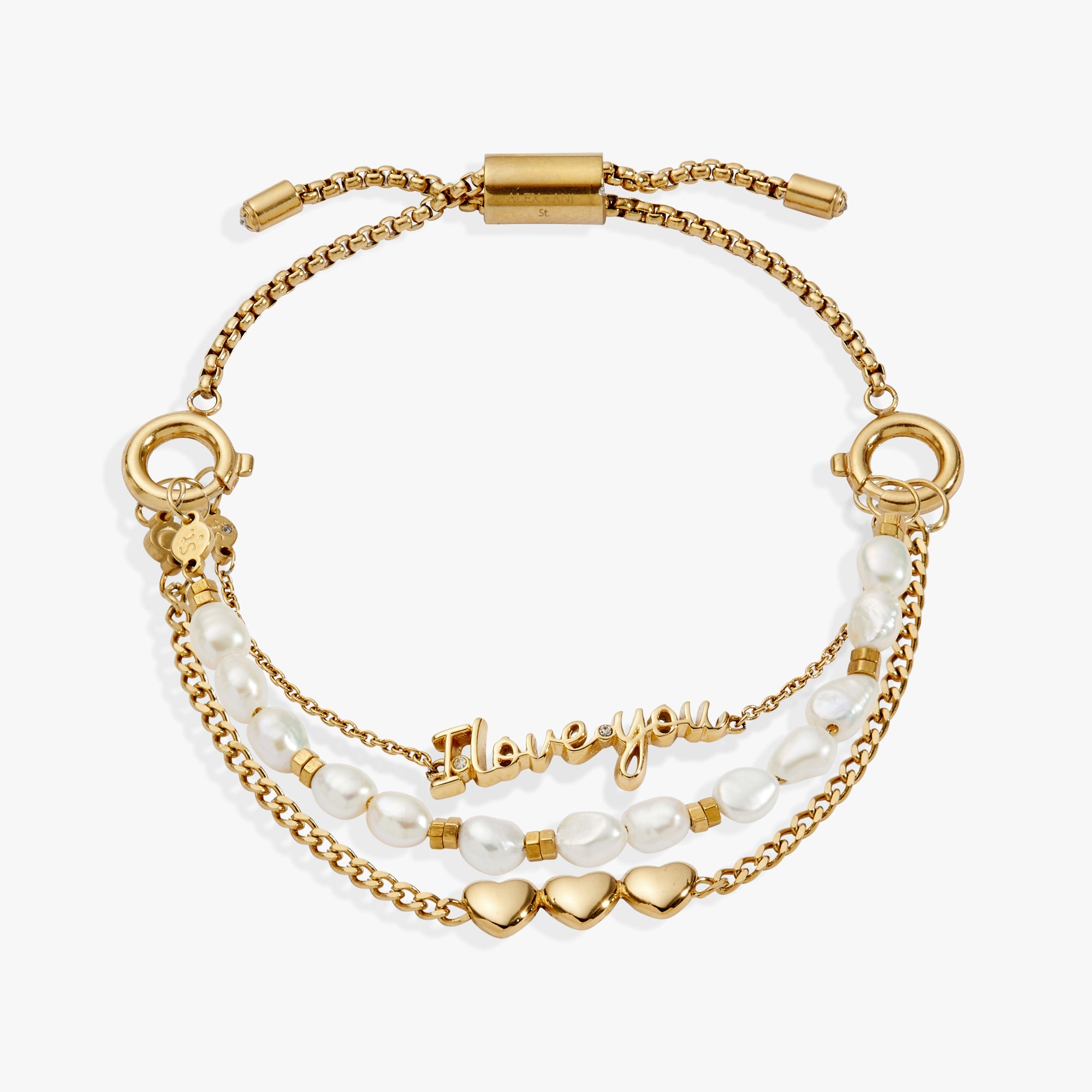 “Home is where the heart is” I Love You Stranded Bracelet Stainless Steel Gold | Alex and Ani