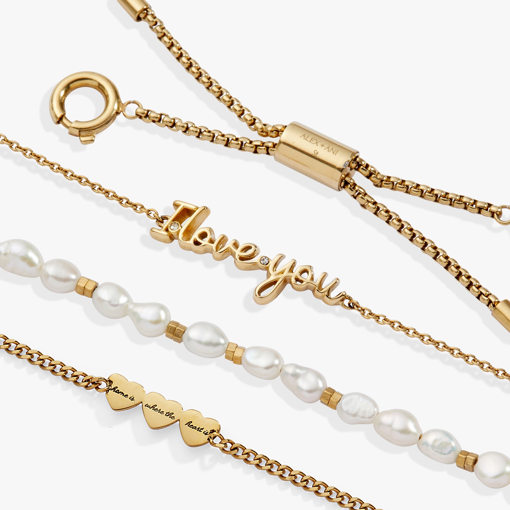 “Home is where the heart is” I Love You Stranded Bracelet Stainless Steel Gold | Alex and Ani