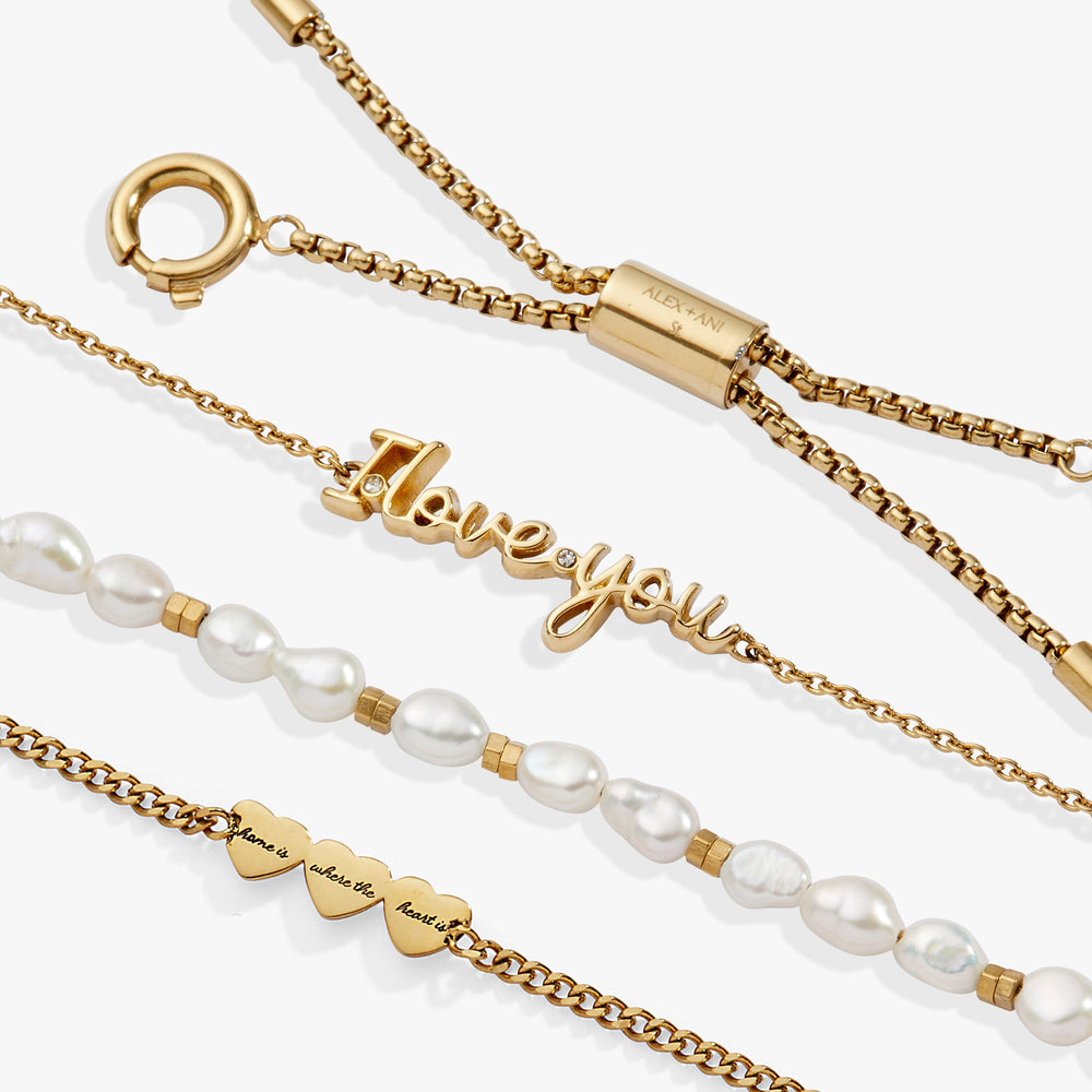 “Home is where the heart is” I Love You Stranded Bracelet Stainless Steel Gold | Alex and Ani
