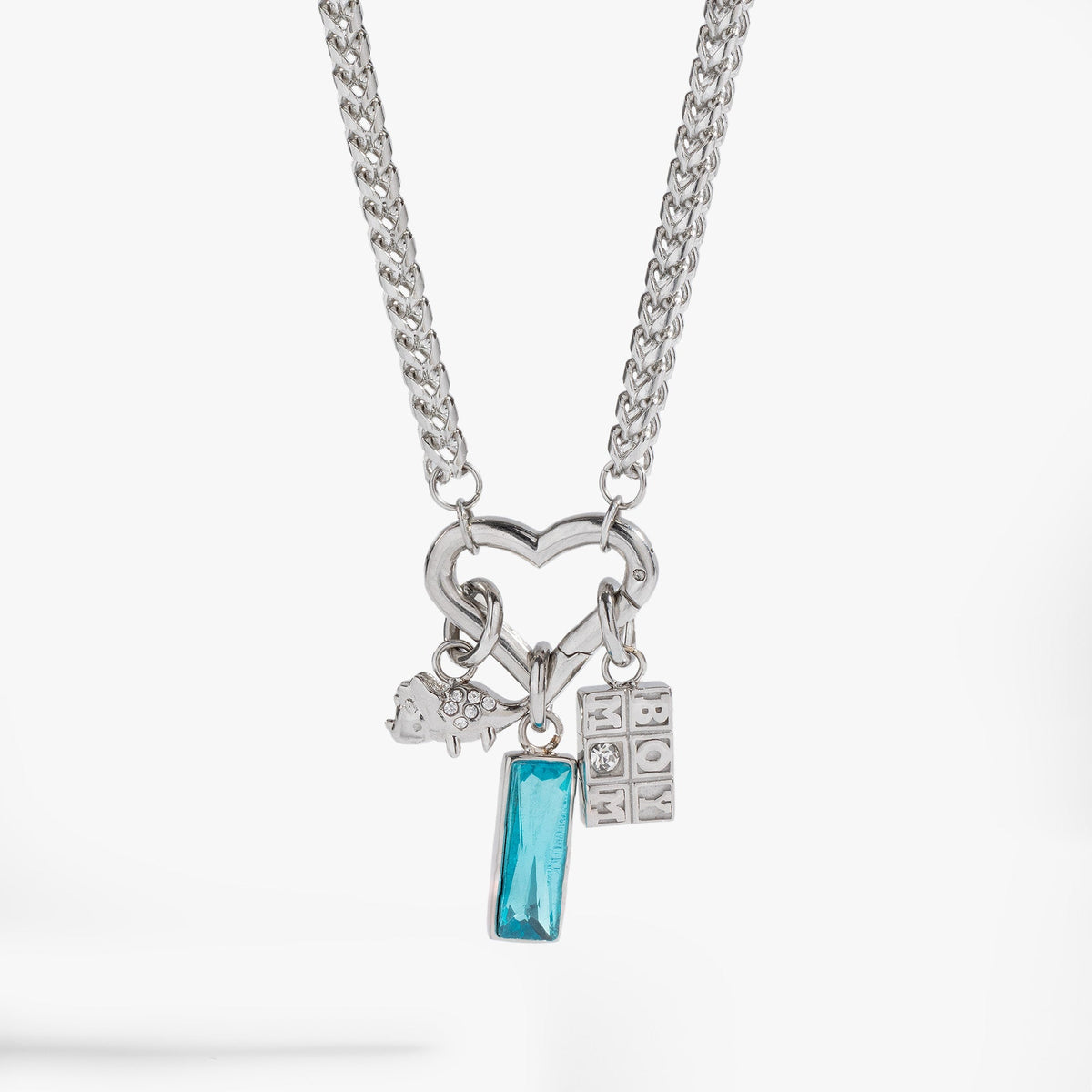 Interchangeable Boy Mom Necklace Stainless Steel Silver | Alex and Ani