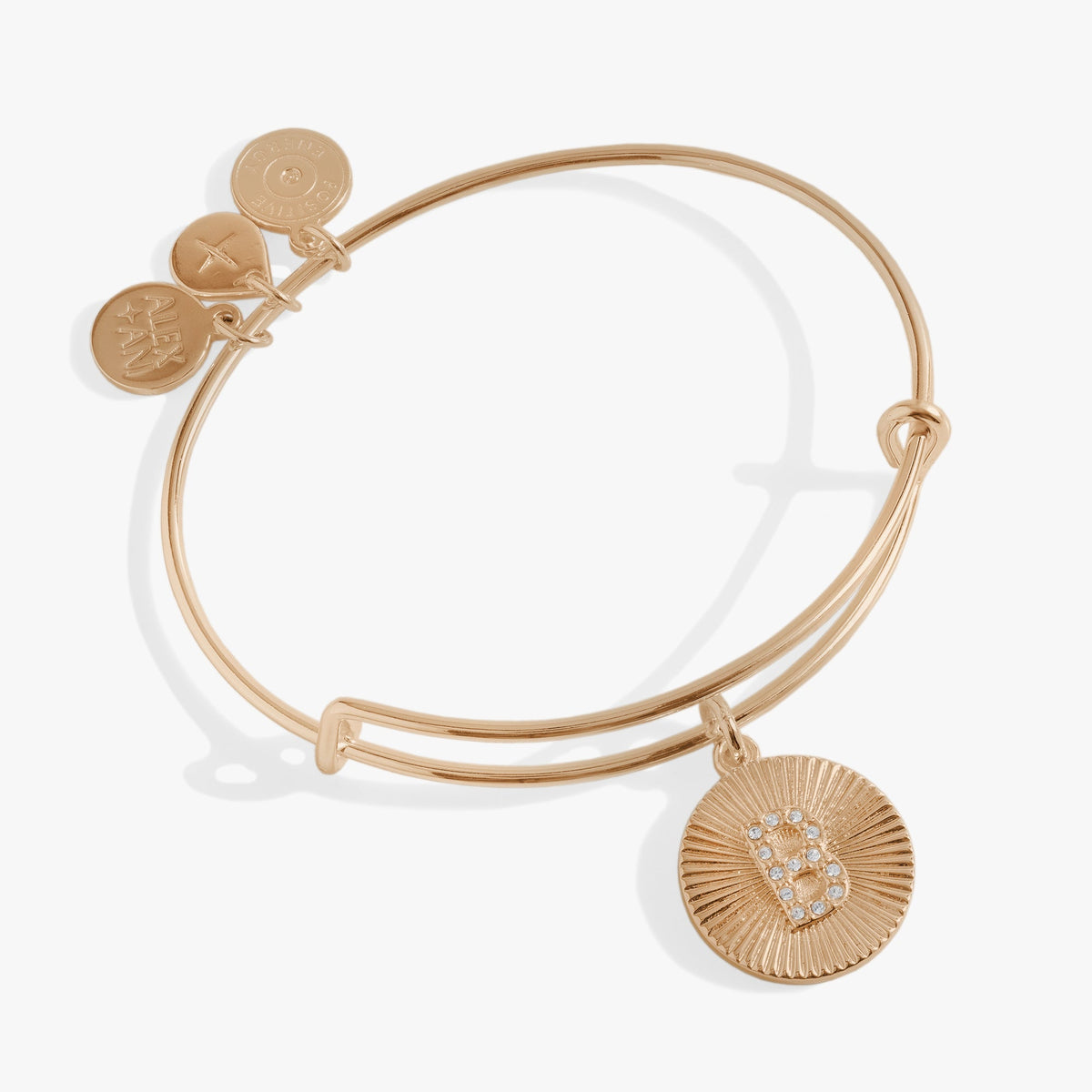 Pave Starburst Texture Initial Bangle B Gold | Alex and Ani