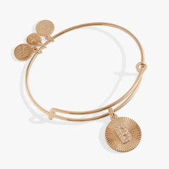 Pave Starburst Texture Initial Bangle B Gold | Alex and Ani
