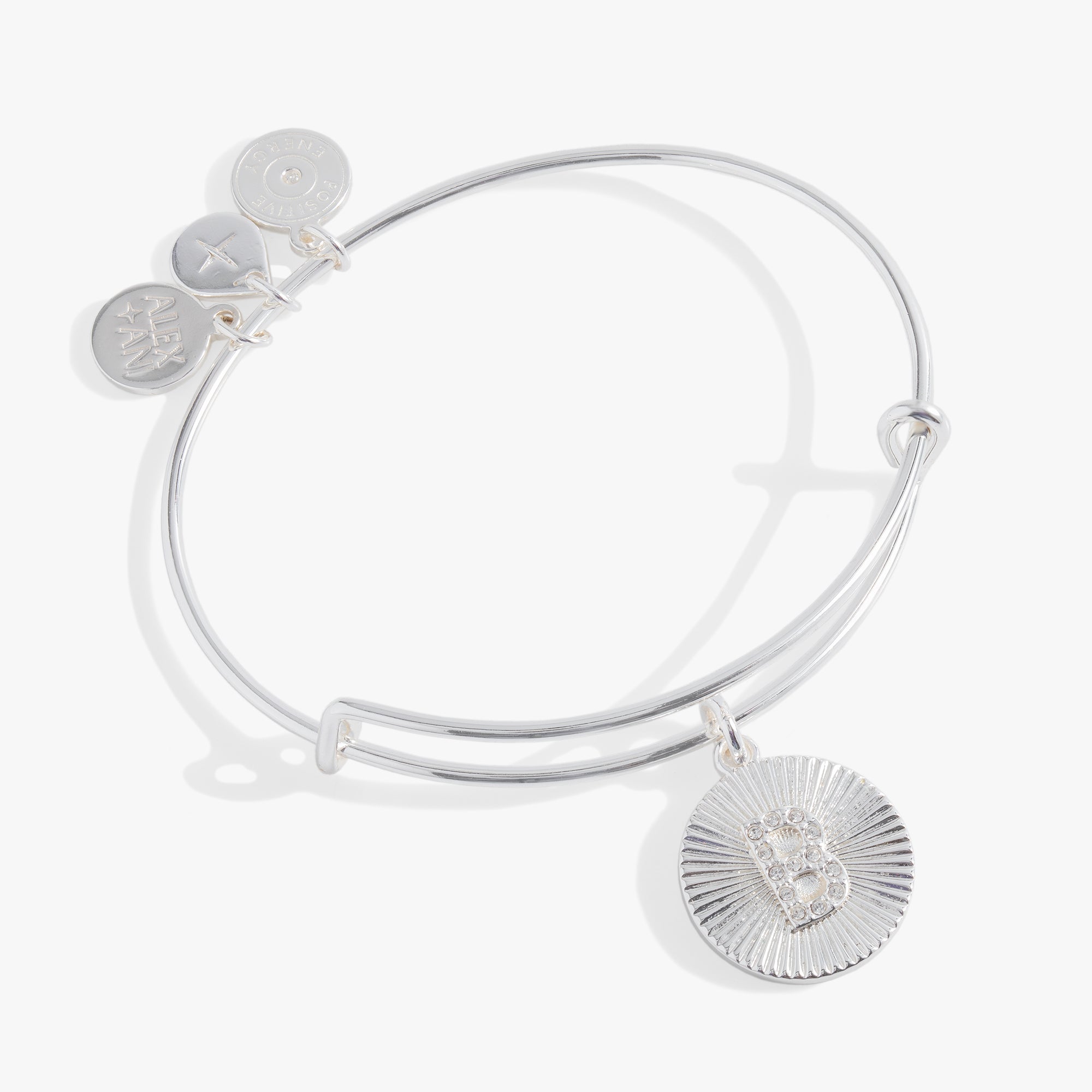 Pave Starburst Texture Initial Bangle B Gold | Alex and Ani
