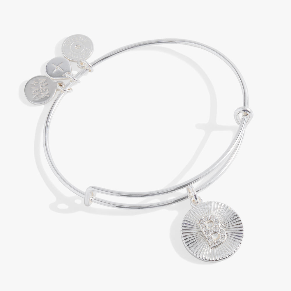 Pave Starburst Texture Initial Bangle B Gold | Alex and Ani