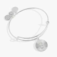 Pave Starburst Texture Initial Bangle B Gold | Alex and Ani