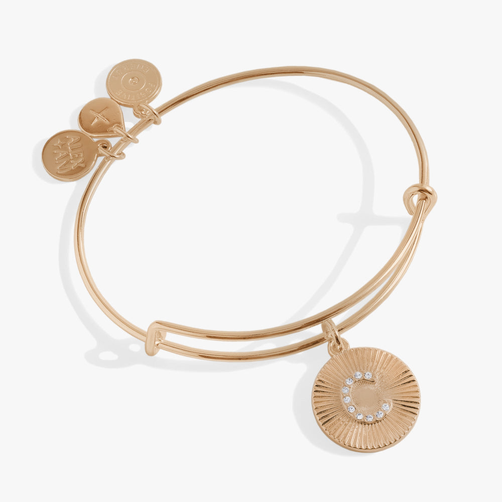 Pave Starburst Texture Initial Bangle C Gold | Alex and Ani